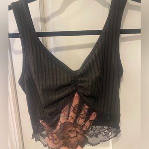Size 2, black and lace cropped tank top